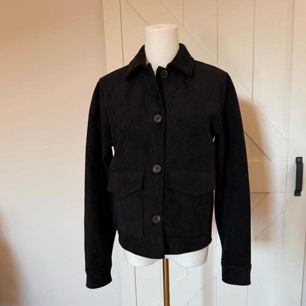 ZARA NWT Faux Suede Black Utility Jacket for Women